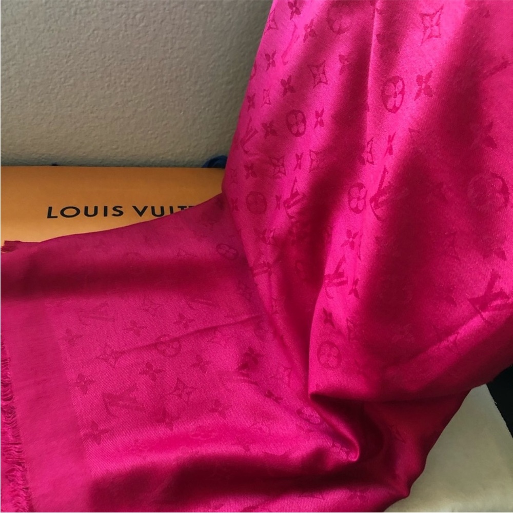 Louis Vuitton Red Monogram Large Square Scarf Wrap